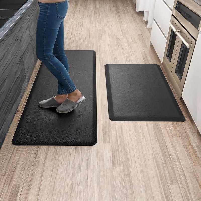 More Decor Anti Fatigue Kitchen Mats for Floor | Padded Kitchen Rugs | Non Slip, Cushioned Standing Desk Mat | Waterproof Floor Mat | 17.3" x 28" x 0.47" & 17.3" x 47.2" x 0.47", Black, 2-Pack | More Décor - Image 1