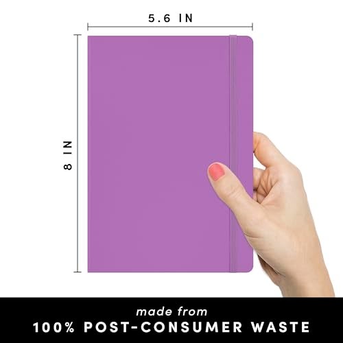 PAPERAGE Recycled Blank Journal Notebook, (Lilac), 160 Pages, Medium 5.6 in x 8 in - 100 GSM Thick Paper – Hardcover Journaling Notebook for Work, School, Note Taking or Sketching - Image 2