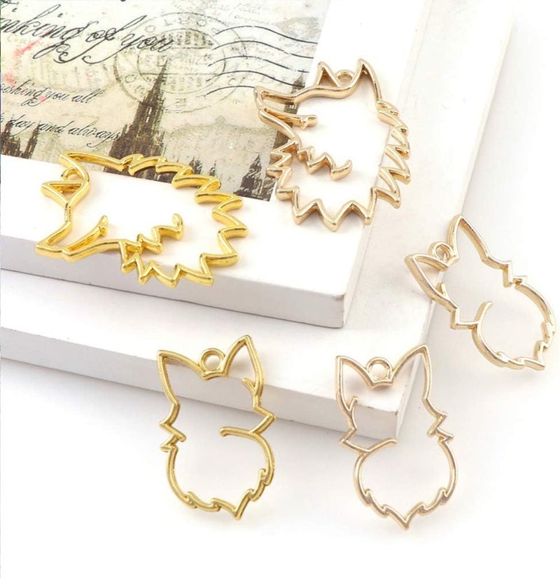 comfrt 8pcs Open Back Bezel Pendants Charms Animal Wolf Fox Shape Frame Pendant Open Back Frame with Loop for DIY Jewelry Making Crafts - Image 5