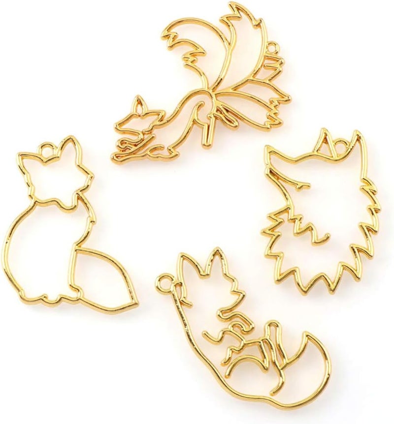 comfrt 8pcs Open Back Bezel Pendants Charms Animal Wolf Fox Shape Frame Pendant Open Back Frame with Loop for DIY Jewelry Making Crafts - Image 4