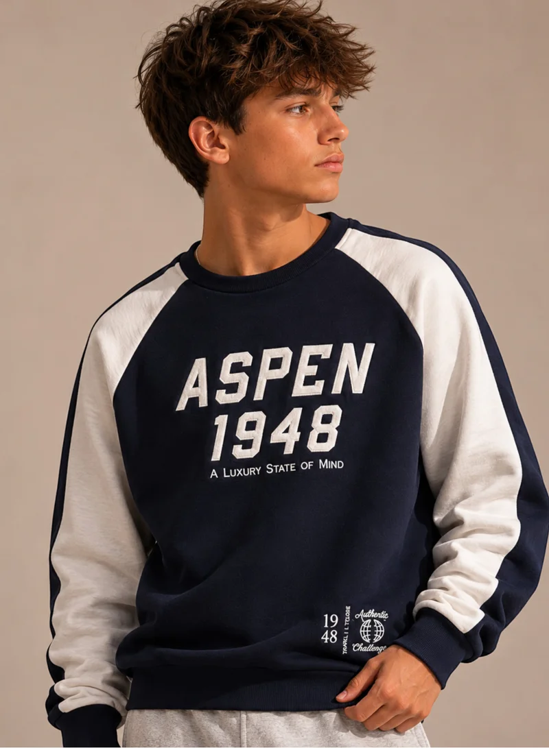 No Way Monday Boys Graphic “Aspen 1948” Raglan Sleeve Loose Fit sweatshirt