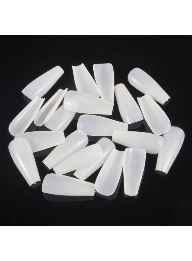 100 قطعة من الأظافر الصناعية الاحترافية المصنوعة من الأكريليك الطبيعي باللون الأبيض مع علبة بيضاء - Image 3