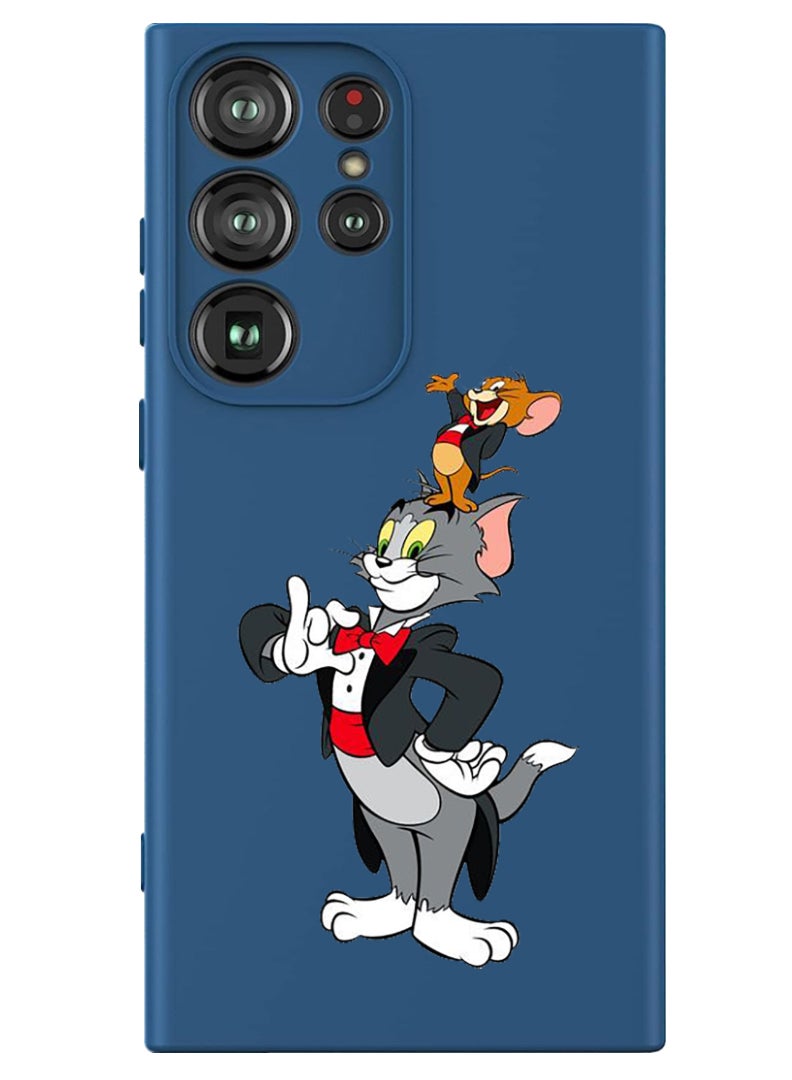 Theodor Protective Slim Fit Case Liquid Silicone Cover with Full Body Protection Anti-Scratch Shockproof Case For Samsung Galaxy S24 Ultra (Blue) - Tom & Jerry - Image 1