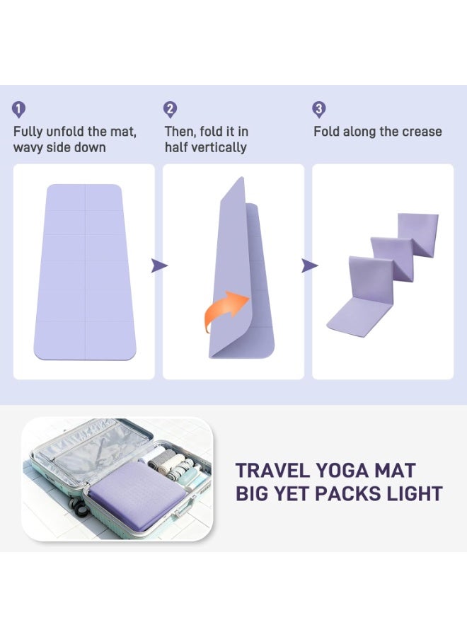 Bukela حصيرة يوغا قابلة للطي للسفر 72" × 32" × 0.32" بوصة، حصيرة تمارين قابلة للطي بسماكة 8 مم، حصيرة بيلاتس غير قابلة للانزلاق في الهواء الطلق للنساء والرجال، حصيرة يوغا سفر واسعة قابلة للتعبئة للتمرين واللياقة البدنية - Image 5