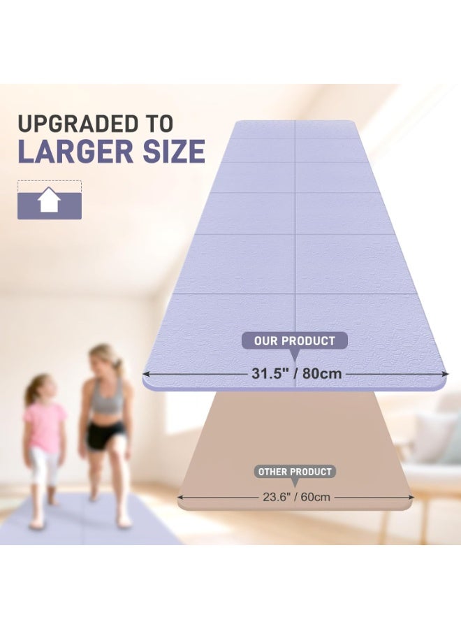 Bukela حصيرة يوغا قابلة للطي للسفر 72" × 32" × 0.32" بوصة، حصيرة تمارين قابلة للطي بسماكة 8 مم، حصيرة بيلاتس غير قابلة للانزلاق في الهواء الطلق للنساء والرجال، حصيرة يوغا سفر واسعة قابلة للتعبئة للتمرين واللياقة البدنية - Image 2