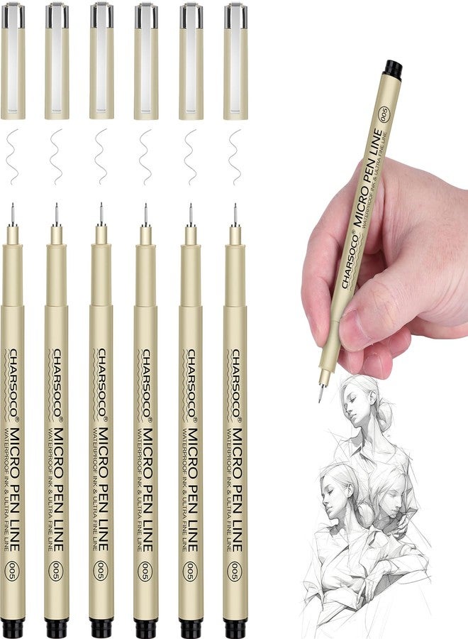 CHARSOCO 005 Micro Pen, Black Fine Point Pen with Waterproof Archival Ink, 0.23mm Fineliner Ink Pens for Artist Illustration, Sketching, Anime, Manga, Technical Drawing and Scrapbooking - Image 1