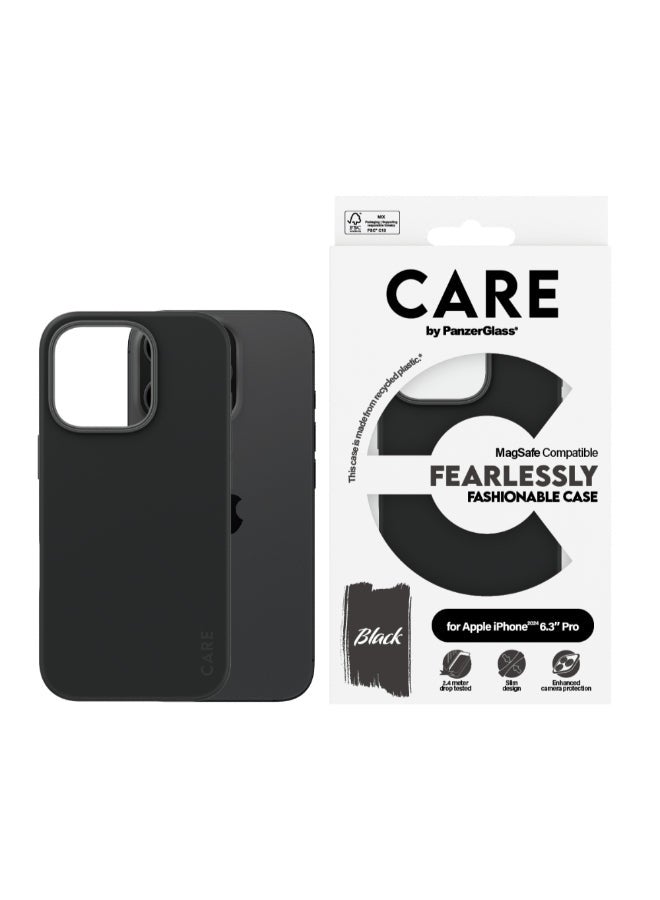 PanzerGlass حافظة بانزر جلاس كير للموضة مع ميغ سيف لهاتف آبل آيفون 16 برو 6.3" 2024 | حماية من السقوط حتى 15 قدم، تصميم نحيف وخفيف الوزن، حافظة تجمع بين الموضة والوظيفة، حافة مرتفعة لكاميرا، متوافقة مع ميغ سيف - أسود - Image 3