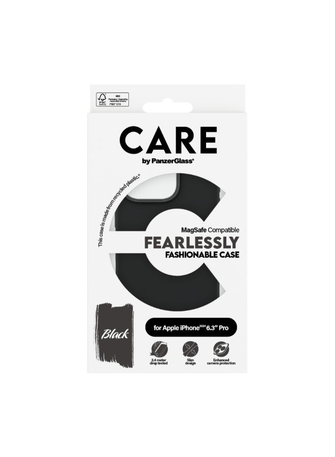 PanzerGlass حافظة بانزر جلاس كير للموضة مع ميغ سيف لهاتف آبل آيفون 16 برو 6.3" 2024 | حماية من السقوط حتى 15 قدم، تصميم نحيف وخفيف الوزن، حافظة تجمع بين الموضة والوظيفة، حافة مرتفعة لكاميرا، متوافقة مع ميغ سيف - أسود - Image 4