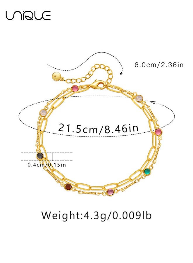 Anklet - Double Gold Anklet - Colourful beaded Anklet - Simple and elegant - New Anklet - Women