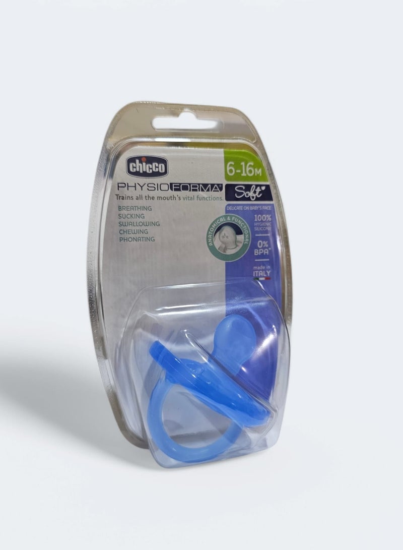 Chicco PhysioForma Soft Silicone Soother 6-16M 1Pc, Blue - Image 1