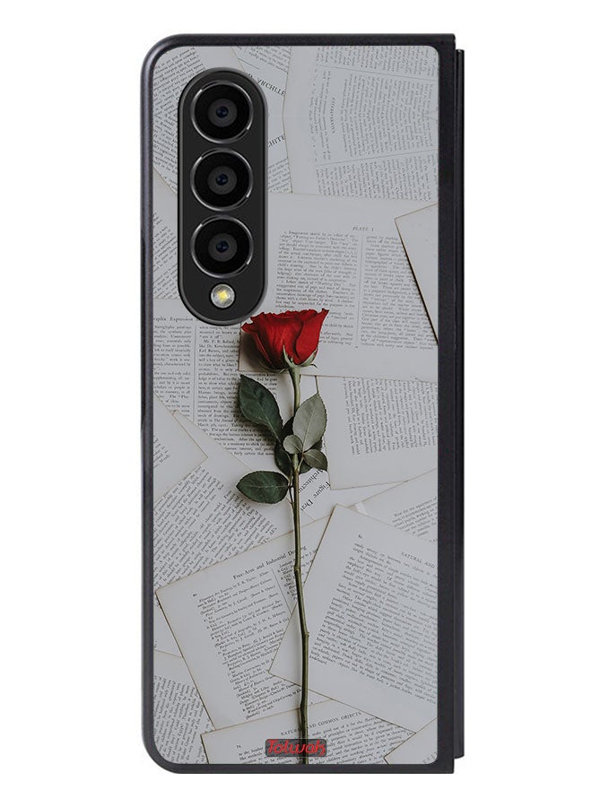 Tolwak Samsung Galaxy Z Fold 4 Protective Case Cover Rose On Papers - Image 1