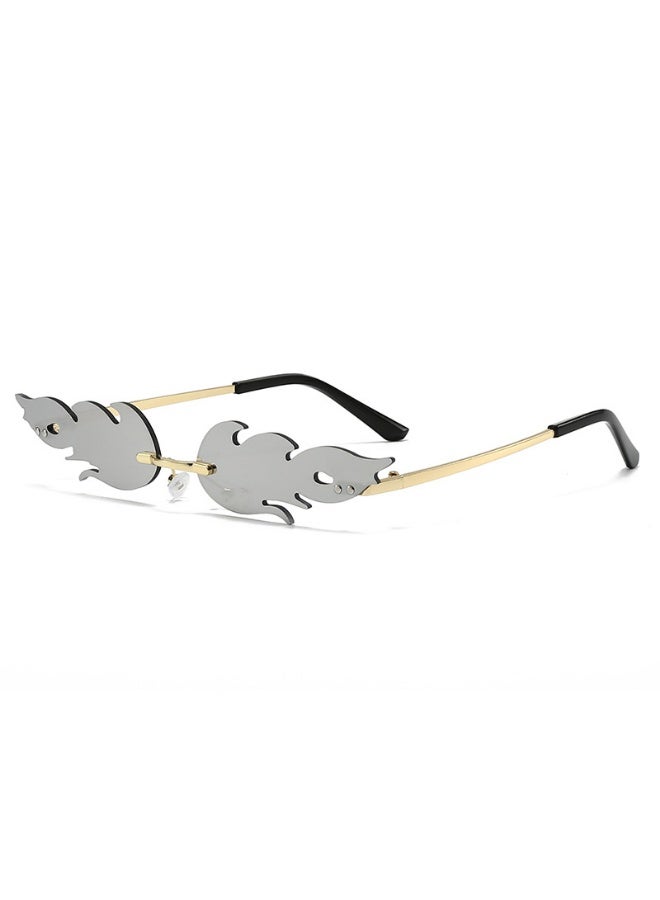 Gasin Unisex Flame Rimless Sunglasses UV400 Metal Frame Fashion Trendy Party Street Style Eyewear - Image 1