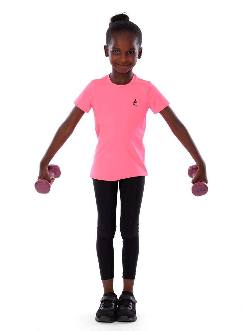 ANJA Girls' Pink Sport T-Shirt – Breathable, Lightweight Design - Image 2