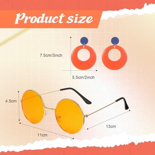 Leumoi 6 Pcs 60s 70s Disco Outfit Women Hippie Costume Accessories Flared Pants Headband Earrings Sunglass(Flower, Large) - Image 3