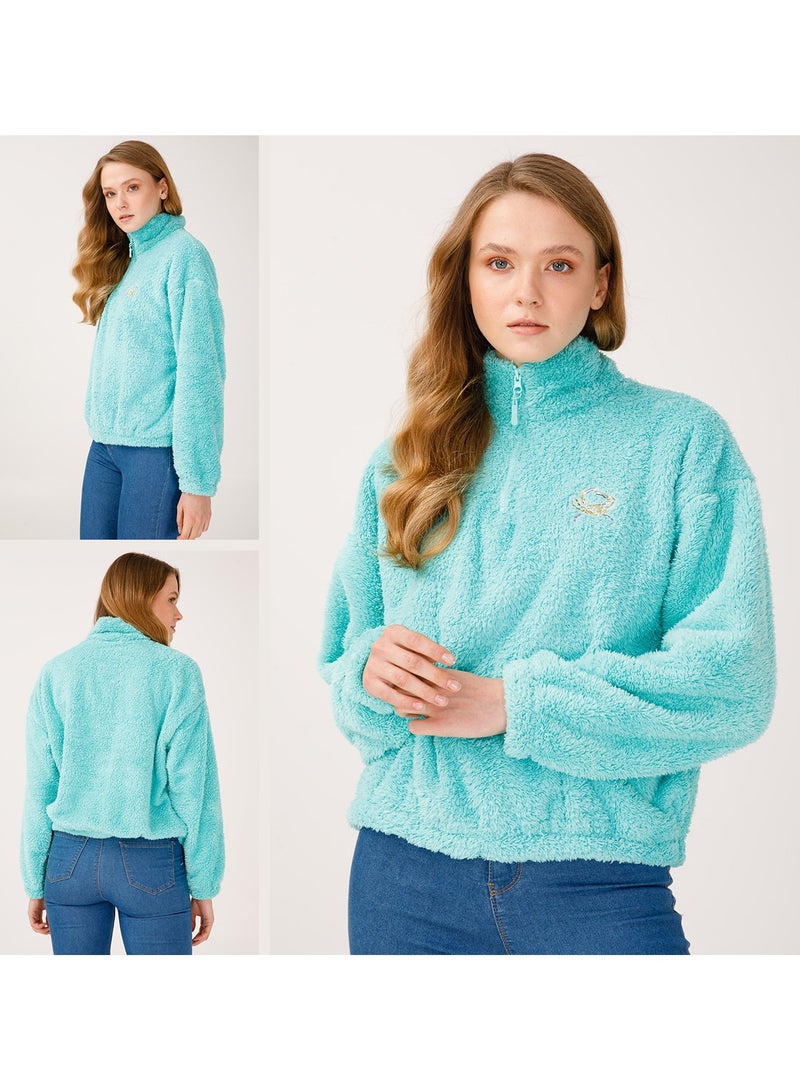 Anemoss Women’s Fleece Jacket, Quarter Zip, Classic Fit, Long Sleeve, Super Soft, Lightweight, Cute, Warm, Women’s Fleece Pullover, For Spring and Winter, Made in Turkey - Image 5