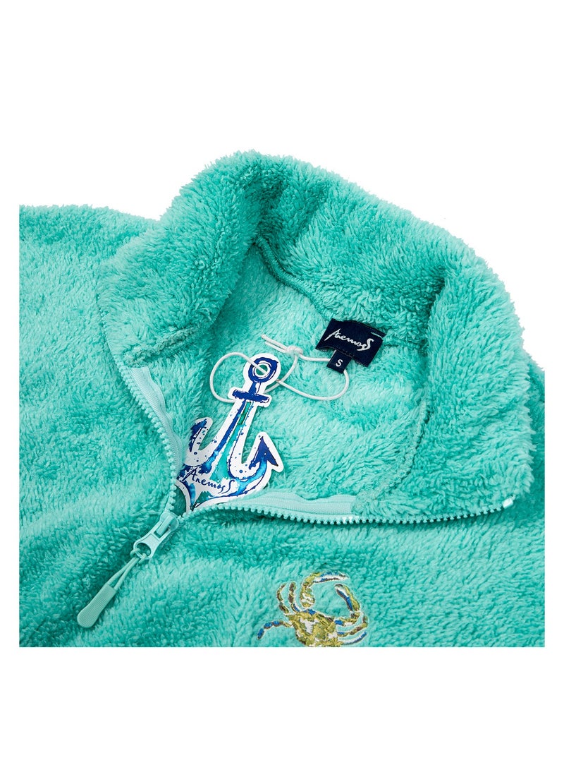 Anemoss Women’s Fleece Jacket, Quarter Zip, Classic Fit, Long Sleeve, Super Soft, Lightweight, Cute, Warm, Women’s Fleece Pullover, For Spring and Winter, Made in Turkey - Image 2