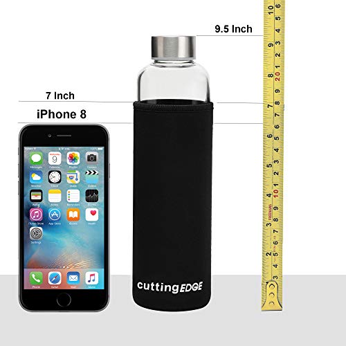 Cutting EDGE 500ml Borosilicate Round Glass Water Bottle Set of 2 with Black Portable Carrying Sleeve for School, Home, Office, Travel, Sport, Yoga, Gym, Hot, Cold Drinks - Image 5