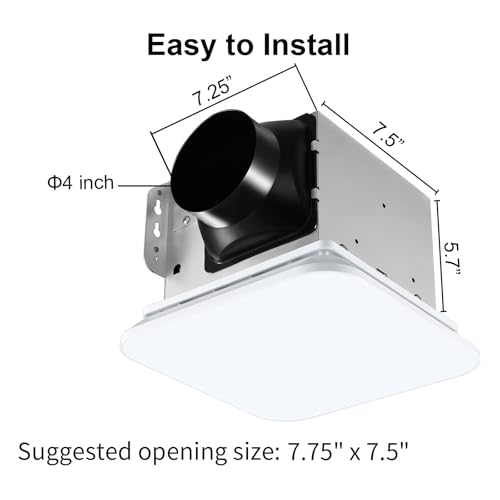 JOEAONZ Bathroom Exhaust Fan with Light 110 CFM Quiet with Color Change, 3000K/4000K/5500K 1000LM Household Ventilation Fan Light Combo, Energy Saving Ceiling Mount Bathroom Extractor, Memory Function - Image 4