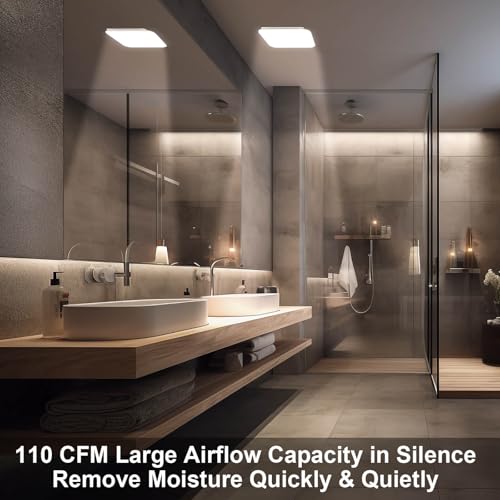 JOEAONZ Bathroom Exhaust Fan with Light 110 CFM Quiet with Color Change, 3000K/4000K/5500K 1000LM Household Ventilation Fan Light Combo, Energy Saving Ceiling Mount Bathroom Extractor, Memory Function - Image 2