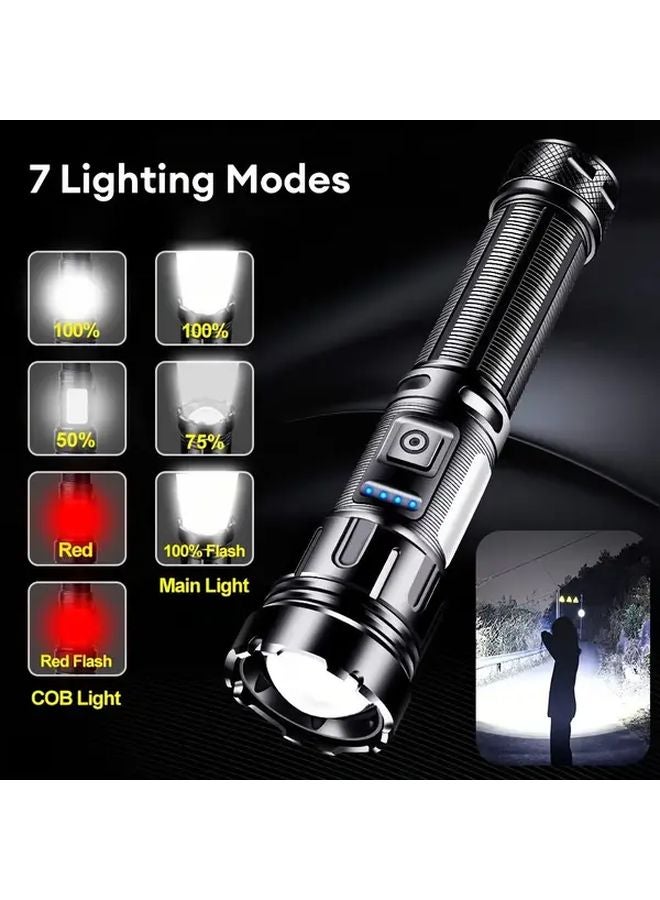 Aa Black ABS Multi Mode Outdoor LED Flashlight USB Charging 1200mAh Emergency Light - Image 3