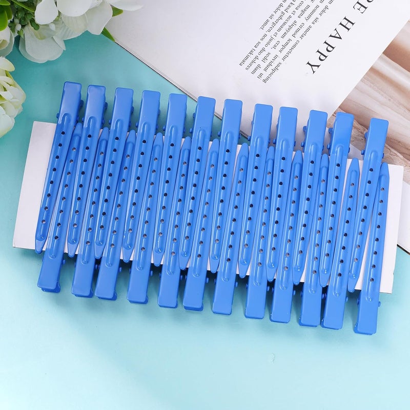 Bantoye 24 Packs Duck Bill Clips, 3.35 Inches Rustproof Metal Alligator Curl Clips with Holes for Hair Styling, Hair Coloring, Dark Blue - Image 4