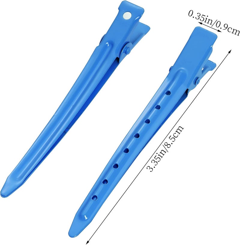 Bantoye 24 Packs Duck Bill Clips, 3.35 Inches Rustproof Metal Alligator Curl Clips with Holes for Hair Styling, Hair Coloring, Dark Blue - Image 2