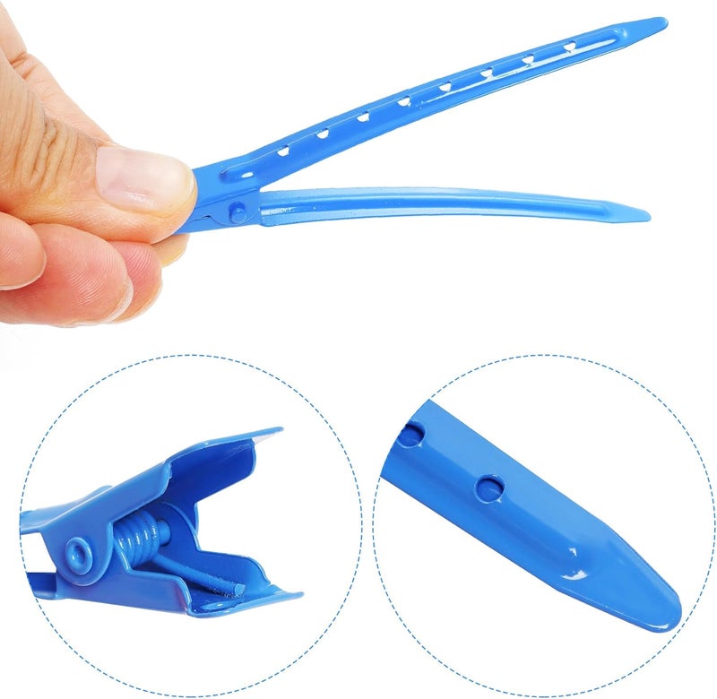 Bantoye 24 Packs Duck Bill Clips, 3.35 Inches Rustproof Metal Alligator Curl Clips with Holes for Hair Styling, Hair Coloring, Dark Blue - Image 3