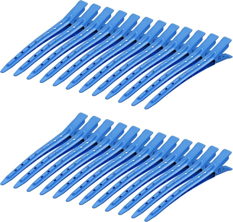 Bantoye 24 Packs Duck Bill Clips, 3.35 Inches Rustproof Metal Alligator Curl Clips with Holes for Hair Styling, Hair Coloring, Dark Blue - Image 1