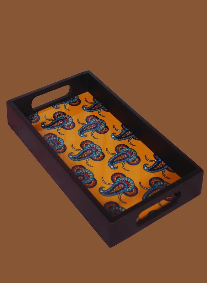 loosebucket®Handcrafted Natural Finish Royal Elephant Printed Wooden Serving Tray, Decorative Tray for Kitchen Decor | Kitchen Organizer, Wooden Serving Tray 1 Pc (‎36 x 20 x 4 cm, Brown) - Image 2