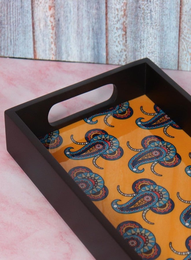 loosebucket®Handcrafted Natural Finish Royal Elephant Printed Wooden Serving Tray, Decorative Tray for Kitchen Decor | Kitchen Organizer, Wooden Serving Tray 1 Pc (‎36 x 20 x 4 cm, Brown) - Image 4