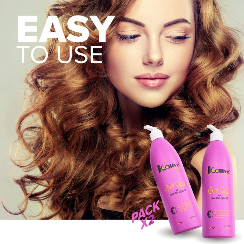 KALIVE 2 STYLE KALIVE Curl Gel, 2 Pack (16 oz each), For Curly Hair, Defines Curls, Waves and Hair Textures, Natural or Permed, Hair Care Product for Women - Image 4