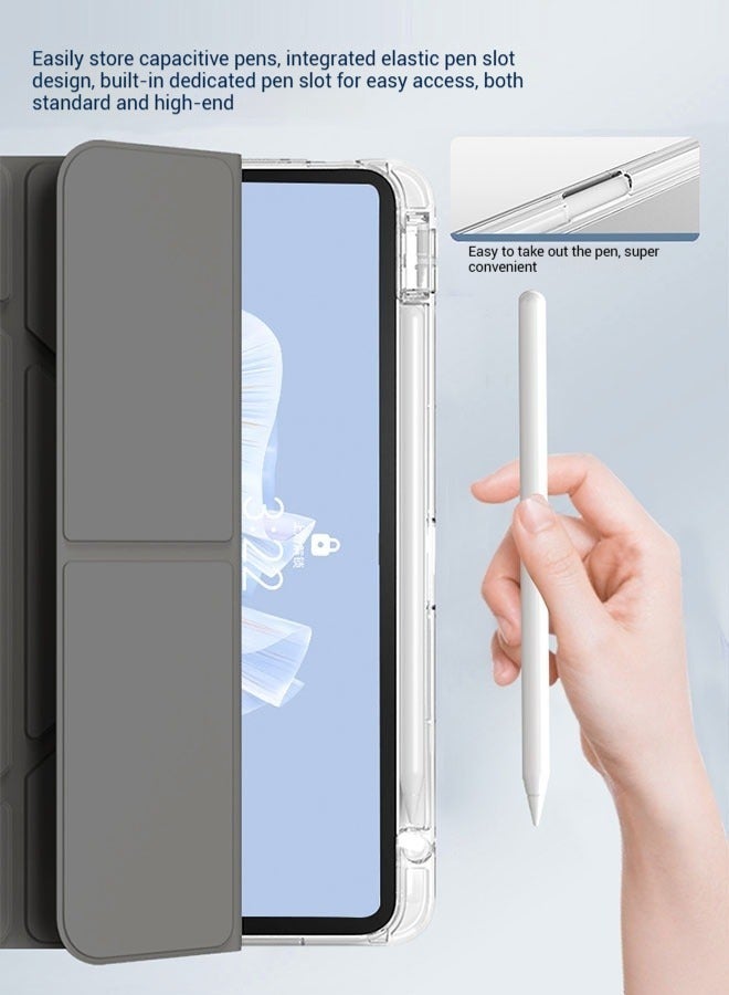 [clearance sales] Honor Pad X9 Case With Pen Slot, Honor Tablet 11.5-Inch Cover, Shockproof Y Folding Stand, Transparent Tpu Protective Case,  Flip Cover Stand Smart Wake-Up/ AED 23 Gift Set Anti-Glare Protective Film - Black - Image 2