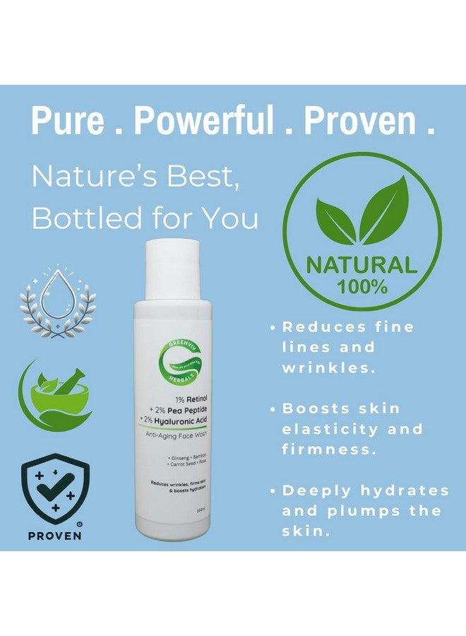 Greenviv 1% Retinol + 2% Pea Peptide + 2% Hyaluronic Acid Anti-Aging Face Wash | Firms Skin, Reduces Wrinkles & Boosts Hydration | 100ml - Image 2