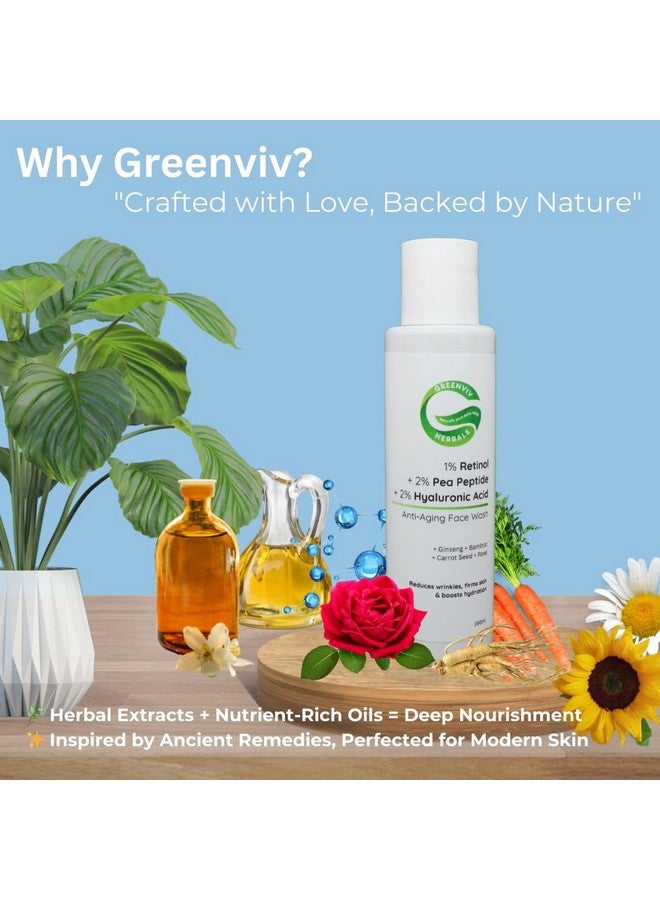 Greenviv 1% Retinol + 2% Pea Peptide + 2% Hyaluronic Acid Anti-Aging Face Wash | Firms Skin, Reduces Wrinkles & Boosts Hydration | 100ml - Image 4