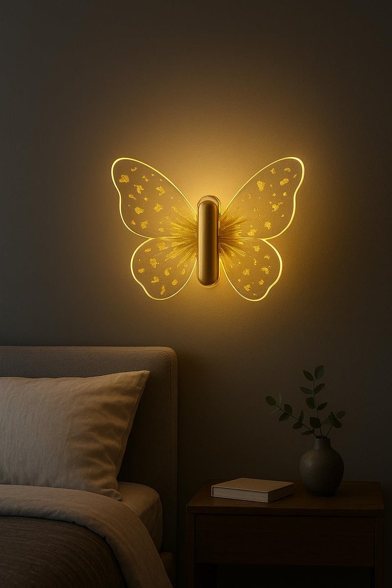 SEER Creative Butterfly Wall & Ceiling Light, 3 Colors Acrylic Wall Lamp, Decorative Lighting for, Gifts, Party, Kids Room, Living Room, Vanity Light, Bathroom, Bedroom Interior Wall Sconce - Image 3
