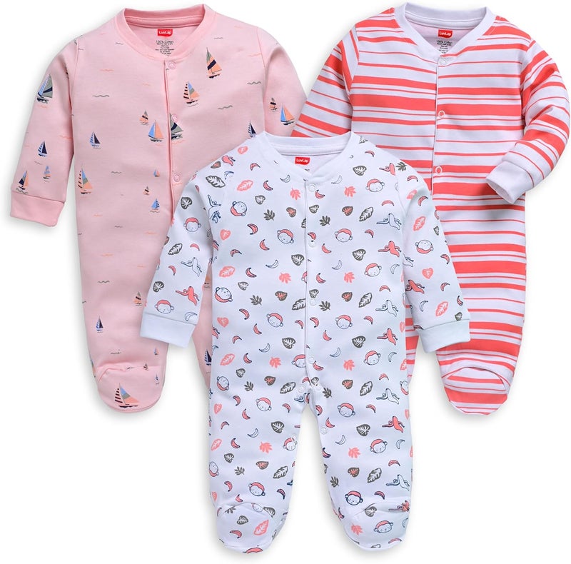 LuvLap Unisex Full Sleeve Rompers Set - 3 Pack for Infants (3-6 Months) - Image 1