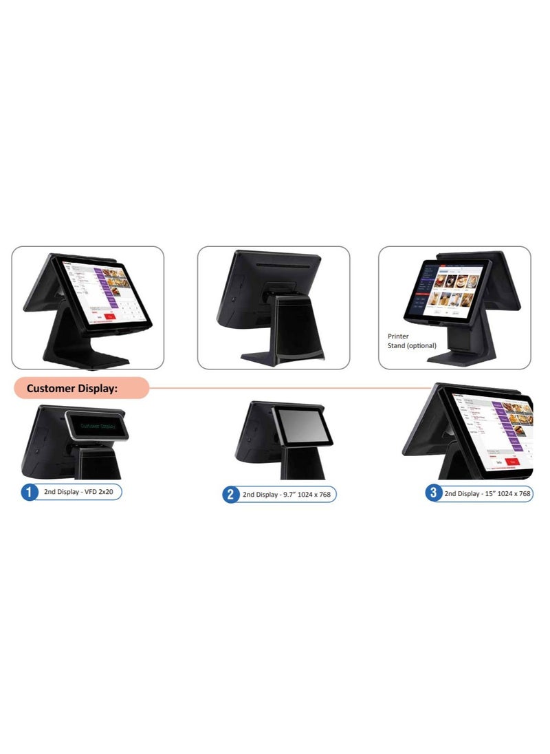 EasyPos EasyPos EPPS310-POS-SYS POS System | Intel Core i5-4210U up to 2.70GHz | 4GB RAM | 256GB SSD | 15” Touchscreen | Black  - Image 3