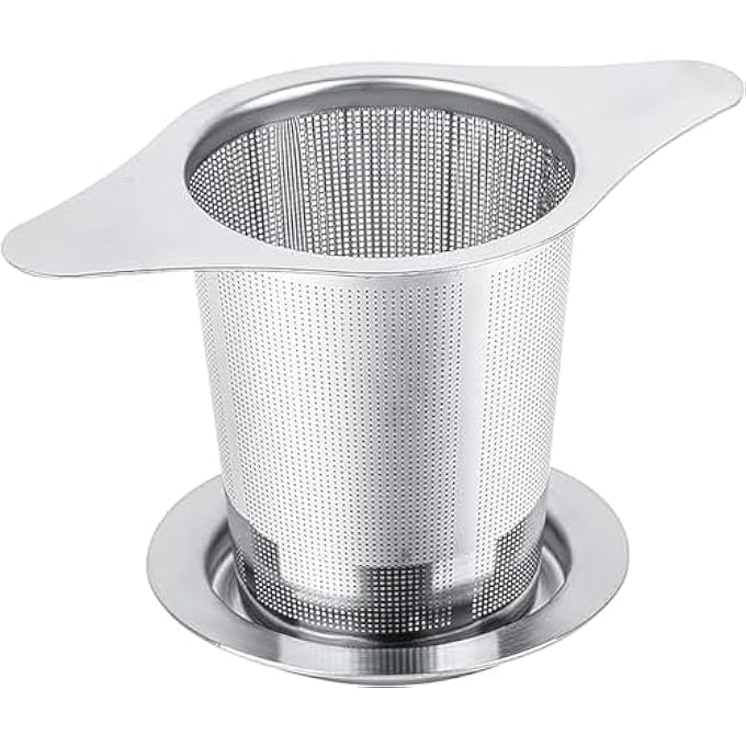 Khazna Stainless Steel Tea Infuser Premium Tea Strainer With Two Handles  Large Capacity For Loose Tea Leaf Classic Metal Mesh Tea Filter For Cups Mugs Teapots Style 1 - Image 1