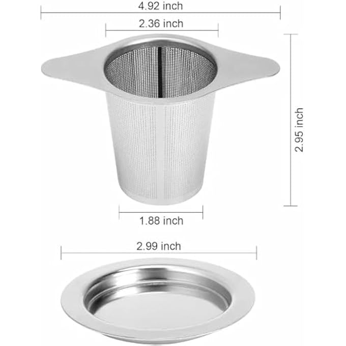 Khazna Stainless Steel Tea Infuser Premium Tea Strainer With Two Handles  Large Capacity For Loose Tea Leaf Classic Metal Mesh Tea Filter For Cups Mugs Teapots Style 1 - Image 5