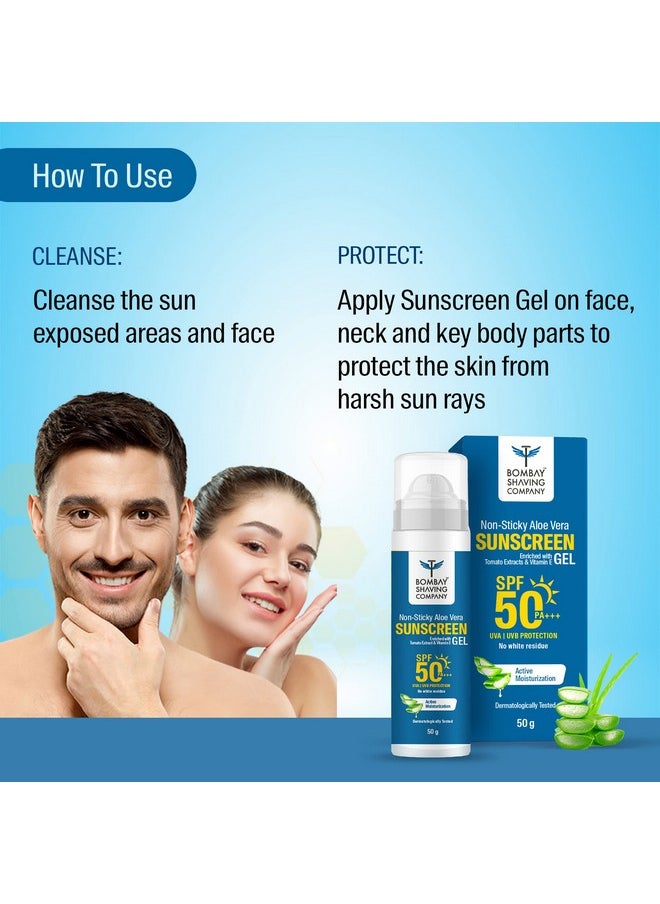 BOMBAY SHAVING COMPANY Bombay Shaving Co Non Sticky Aloe Vera Sunscreen Gel Spf 50,For Sun Protection - 50G  - Image 3