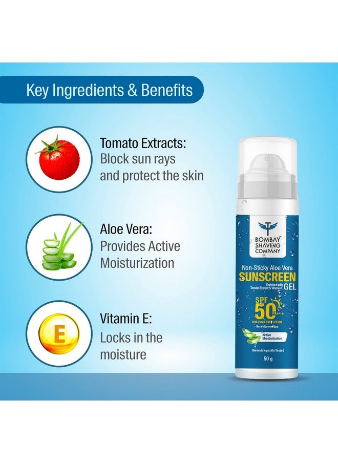 BOMBAY SHAVING COMPANY Bombay Shaving Co Non Sticky Aloe Vera Sunscreen Gel Spf 50,For Sun Protection - 50G  - Image 2