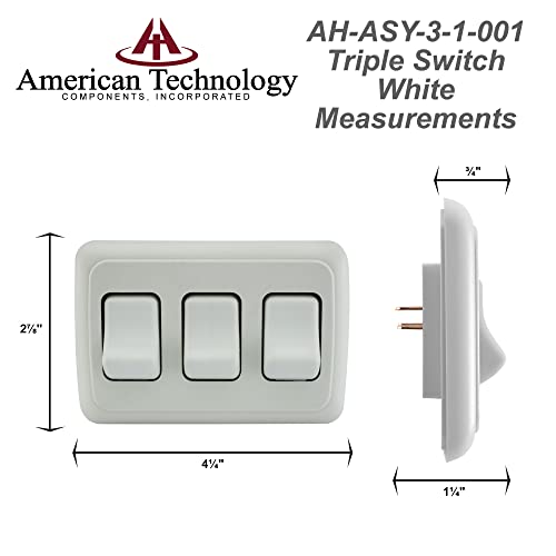 American Technology Components Triple SPST On-Off Switch with Bezel, 12-Volt, for RV, Trailer, Camper (White) - Image 4