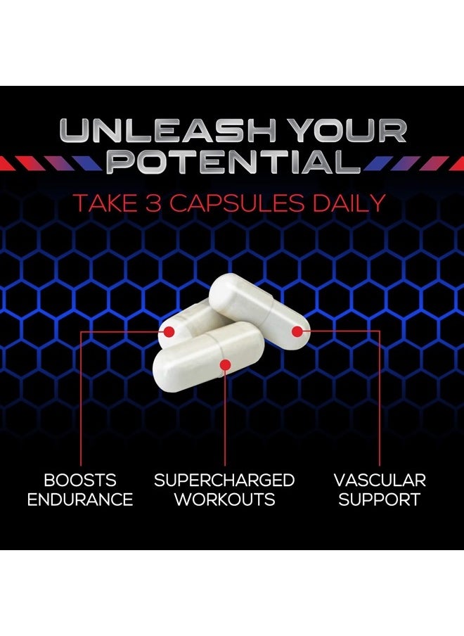 Nature's Nutrition - Extra Strength Nitric Oxide Supplement L Arginine 3X Strength - Citrulline Malate, AAKG, Beta Alanine - Premium Muscle Supporting Nitric Oxide Booster for Strength & Energy - 60 Nitric Oxide Capsules - Image 1