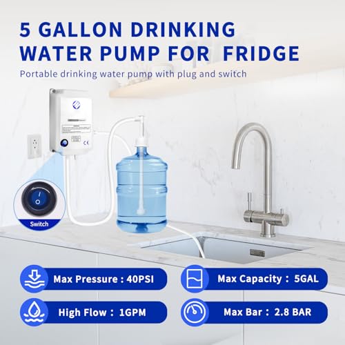 Verbesserte Bottled Water Dispenser Pump System for Home，2L Flow Drinking Water Pump Dispensing Single Inlet for 5 Gal，110V Electric Water Jug Bottle Pump for Coffee Ice Machines Refrigerator Faucet - Image 5