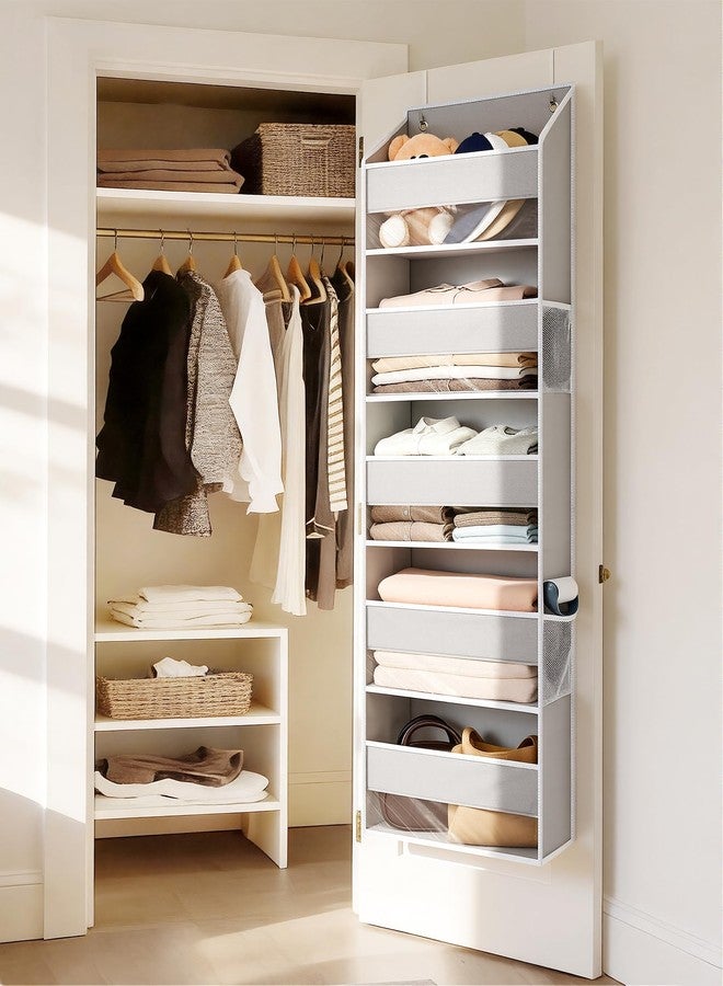 ULG 2-Pack Over-The-Door Organizer 5 Tiers, – Hanging Storage Organizer with 4 Mesh Side Pockets,Space Saving Closet Door Organizer for Clothes, Shoes, Toys, Accessories Light Gray - Image 5