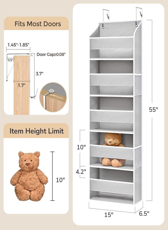 ULG 2-Pack Over-The-Door Organizer 5 Tiers, – Hanging Storage Organizer with 4 Mesh Side Pockets,Space Saving Closet Door Organizer for Clothes, Shoes, Toys, Accessories Light Gray - Image 2