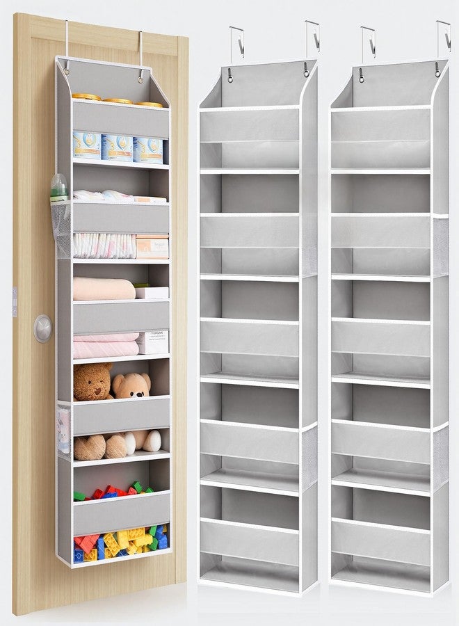 ULG 2-Pack Over-The-Door Organizer 5 Tiers, – Hanging Storage Organizer with 4 Mesh Side Pockets,Space Saving Closet Door Organizer for Clothes, Shoes, Toys, Accessories Light Gray - Image 1