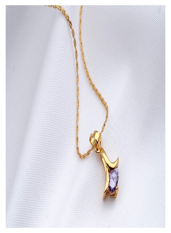 JFL - Jewellery for Less Fashion Combo of Gold Plated Cubic Zircon Purple Round Solitaire Pendant and Japanese Pearl Pendant with Chain for Women and Girls,Valentine - Image 2