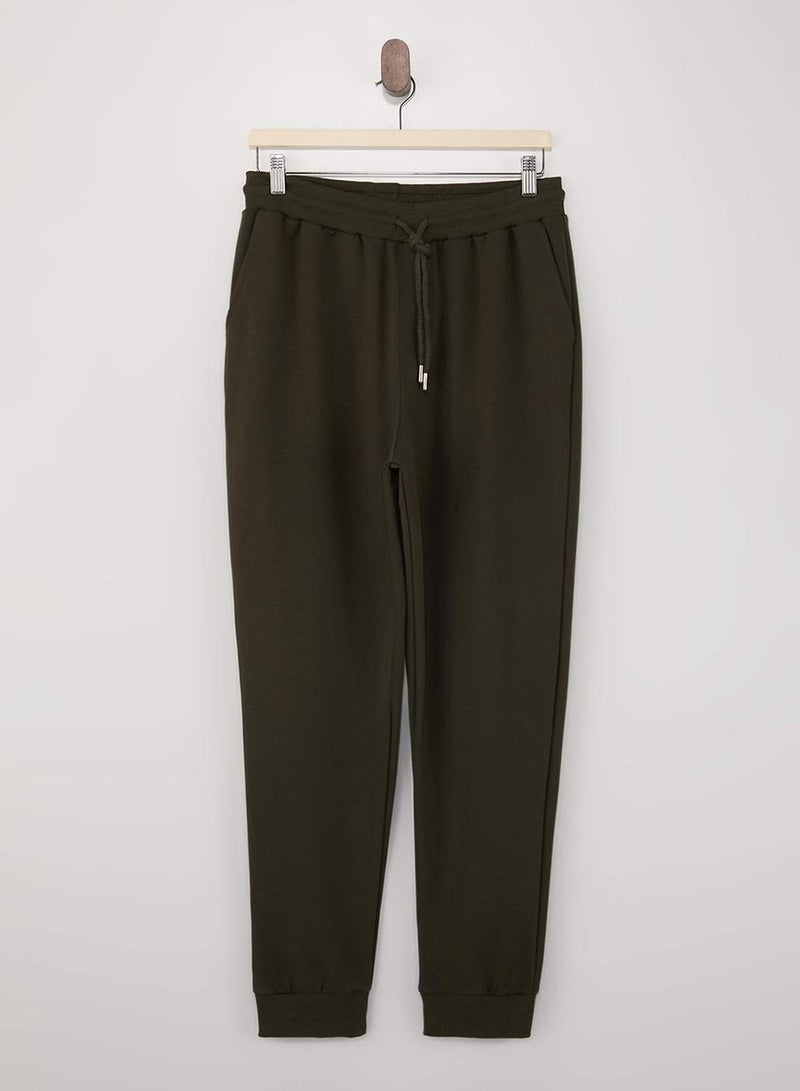 trendyol Khaki Basic Regular/Normal Cut Elastic Cuff Jogger Sweatpants - Image 3