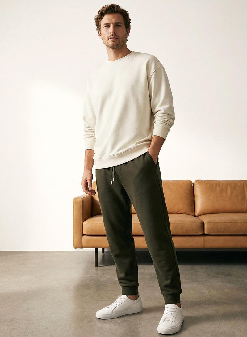 trendyol Khaki Basic Regular/Normal Cut Elastic Cuff Jogger Sweatpants - Image 1